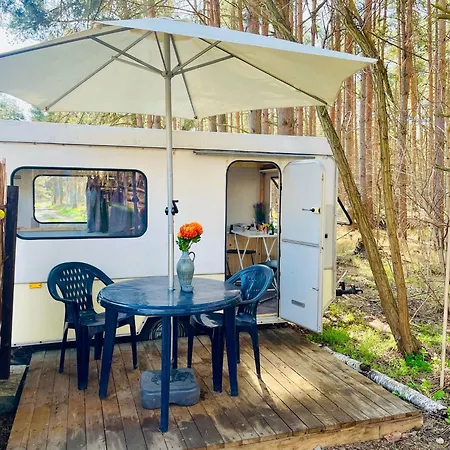 Waldcamp Mit Einfachen Und Zweckmaessigen Huetten Und Caravans Natur Pur Cottbus Exterior photo